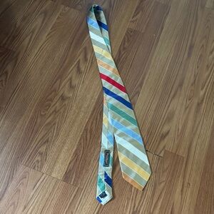 Paul Stuart Multicolored Stripe Silk Tie‎ Made in Italy Modern Classic Fun